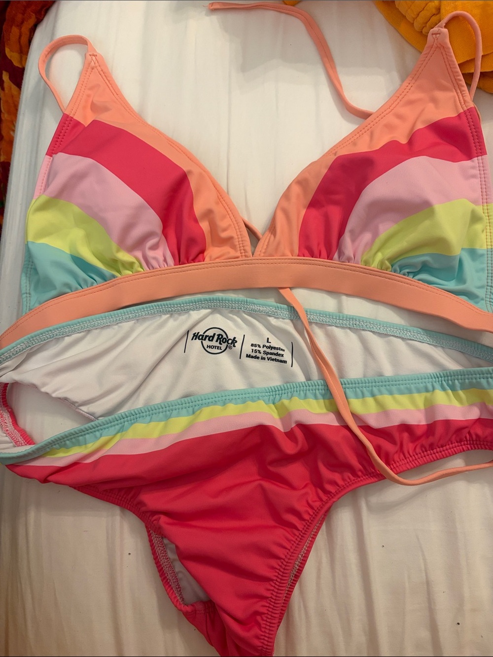 Hard Rock Hotel Rainbow Stripe Bikini Set - Coral & Multi